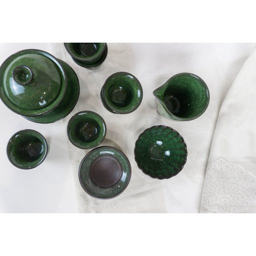 Tea Ceremony Set, Green Ice Glaze Porcelain, Carrying Case - Image 3