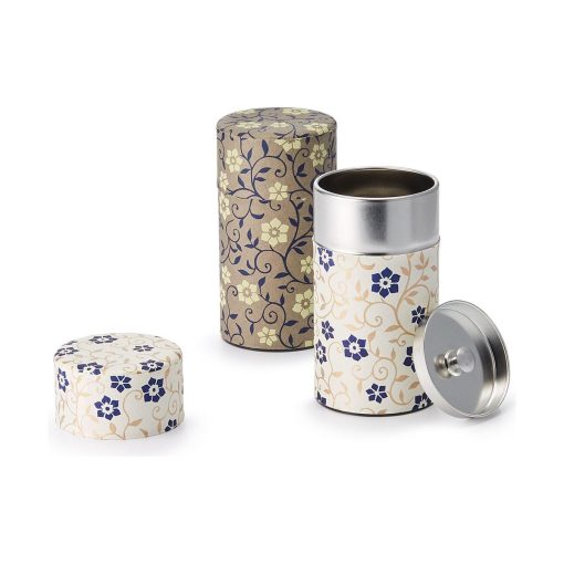 Tea Tin, Washi "Aimi", Cream or Taupe