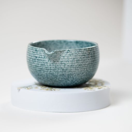 Matcha Bowl with Spout, Blue, Aqua, or Pebbled Glass - Image 5