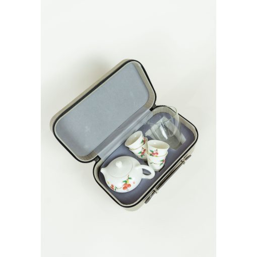 Tea Ceremony Set, Porcelain, Lychee Design, Carrying Case - Image 4