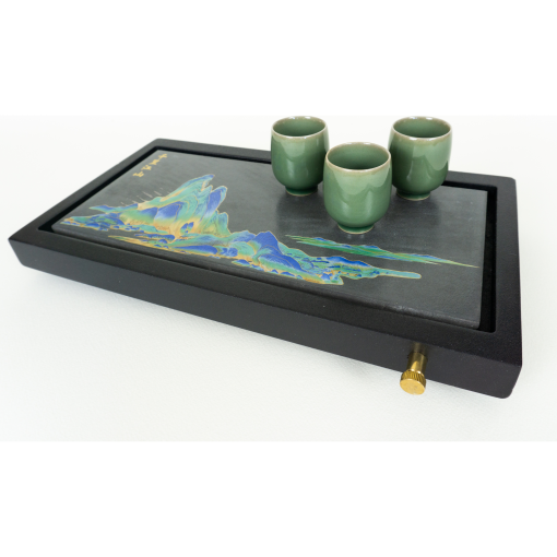 Tea Ceremony Tray (drainable), Wujishi Black Stone, Mountain Scenery - Image 4