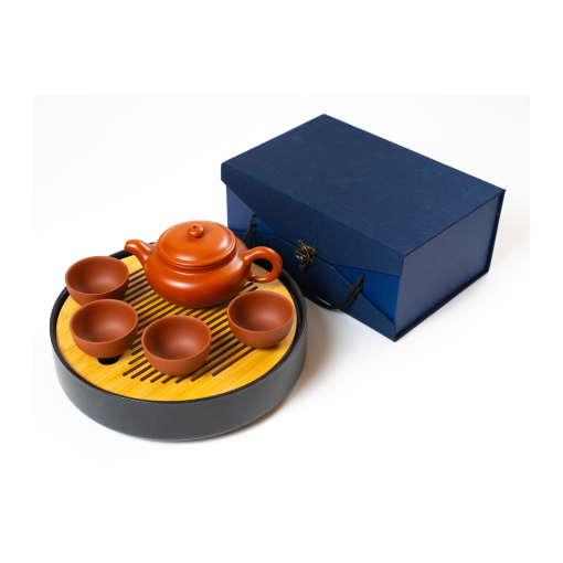 Tea Ceremony Set, Yixing Reddish Brown, Flat Lid - Image 2