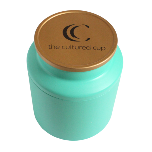 Cultured Cup Tin, Turquoise with Gold Lid - Image 2