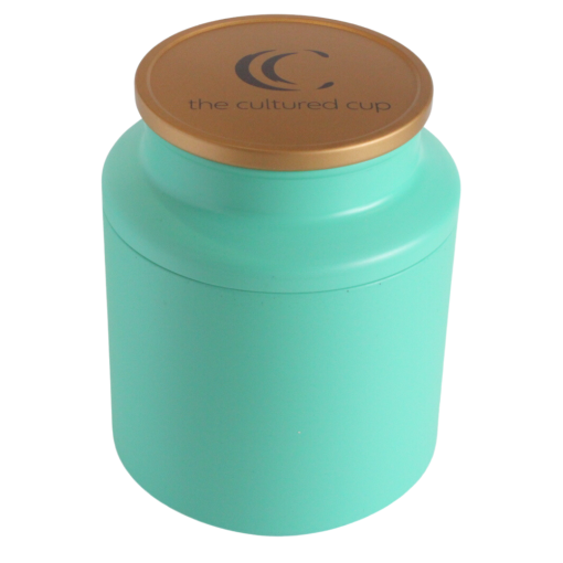 Cultured Cup Tin, Turquoise with Gold Lid - Image 3