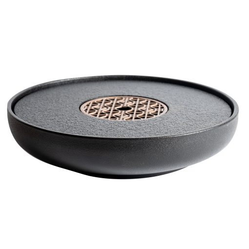 Tea Ritual Tray, Round, Black/Gold