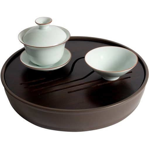 Tea Ritual Tray, Round, Walnut Finish - Image 2