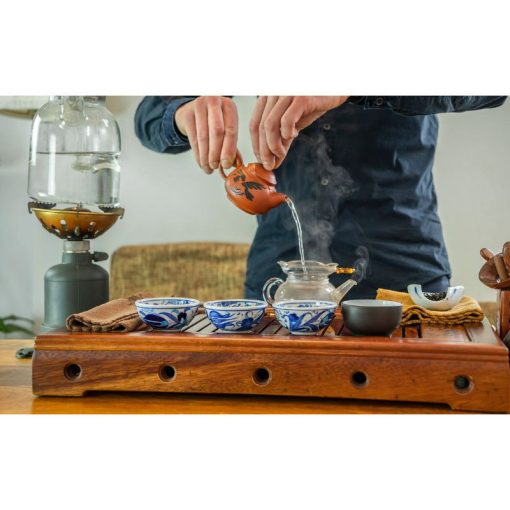 Tea Ritual Tray, Round, Walnut Finish - Image 3