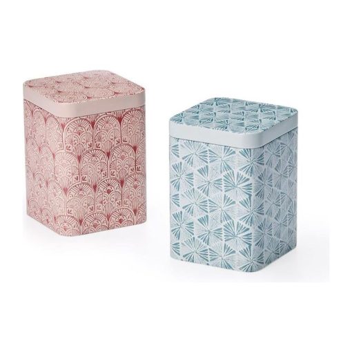 Boho Square Tea Tin, Blush or Aqua