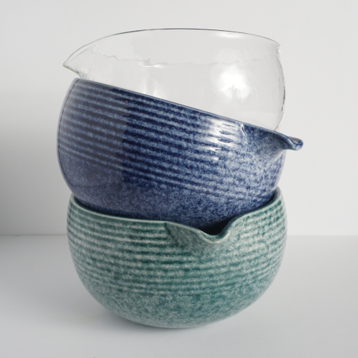 Matcha Bowl with Spout, Blue, Aqua, or Pebbled Glass - Image 6