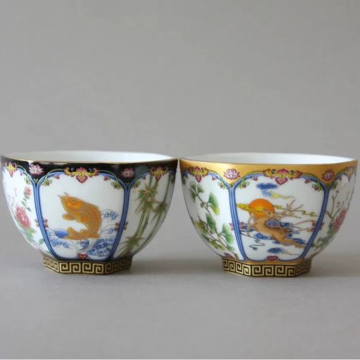 Teacup, Set of 2, Traditional Folk Art, Assorted Colors