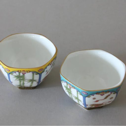 Teacup, Set of 2, Traditional Folk Art, Assorted Colors - Image 9