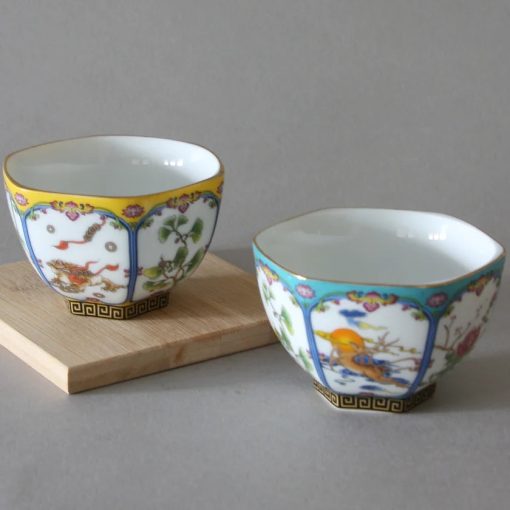 Teacup, Set of 2, Traditional Folk Art, Assorted Colors - Image 6