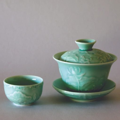 Gaiwan + Cup Set, Lotus Design