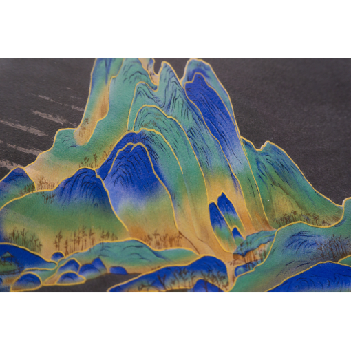 Tea Ceremony Tray (drainable), Wujishi Black Stone, Mountain Scenery - Image 3