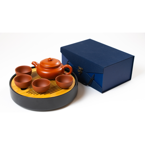 Tea Ceremony Set, Yixing Reddish Brown, Flat Lid - Image 3