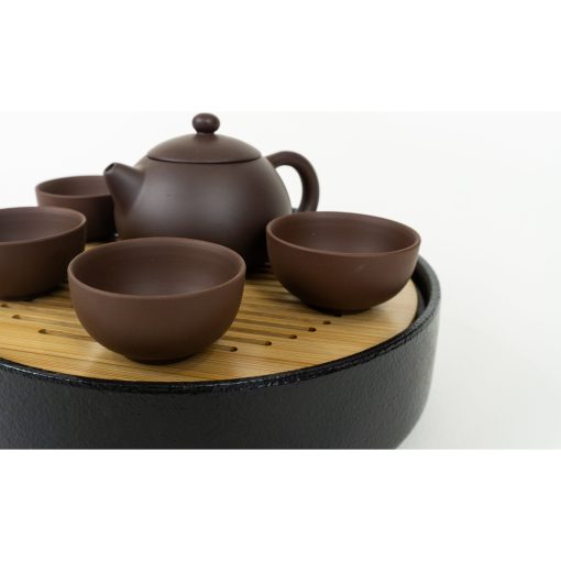 Tea Ceremony Set, Yixing Zisha Clay, Dark Brown, Domed Lid - Image 2