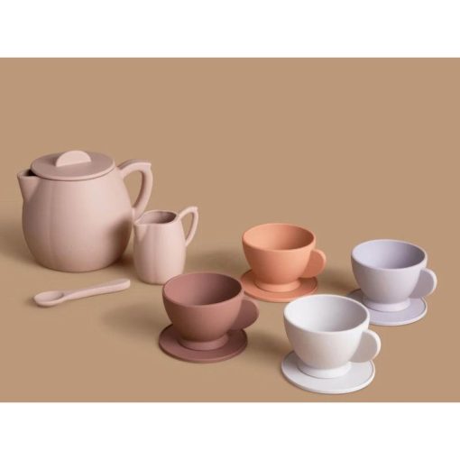 Unbreakable Tea Set, Silicone 12 piece set in Neutral Pinks - Image 3