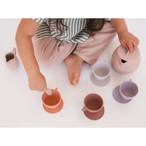 Unbreakable Tea Set, Silicone 12 piece set in Neutral Pinks - Image 2