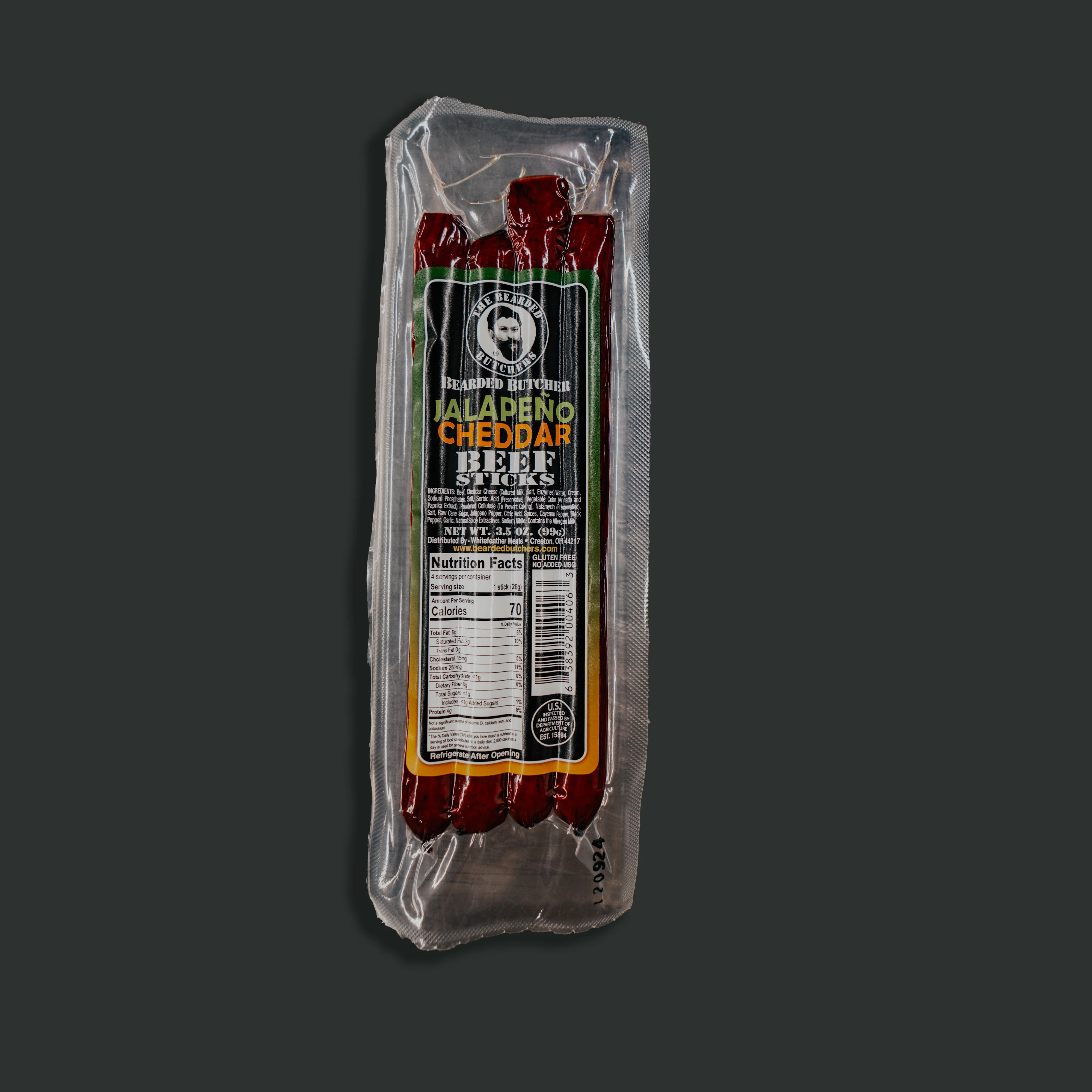 Bearded Butcher Jalapeno Cheddar Beef Sticks 3.5oz - Case of 24 - Image 6